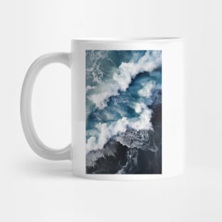 Waves on a black beach in Iceland - Aerial Landscape Photography Mug